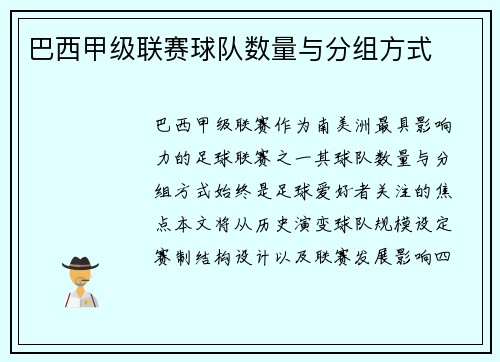 巴西甲级联赛球队数量与分组方式