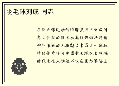羽毛球刘成 同志